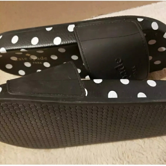 Kate Spade “Sunny” Polka-Dot Sandals Slides Rubber Black Women's Size 8B - Picture 3 of 4
